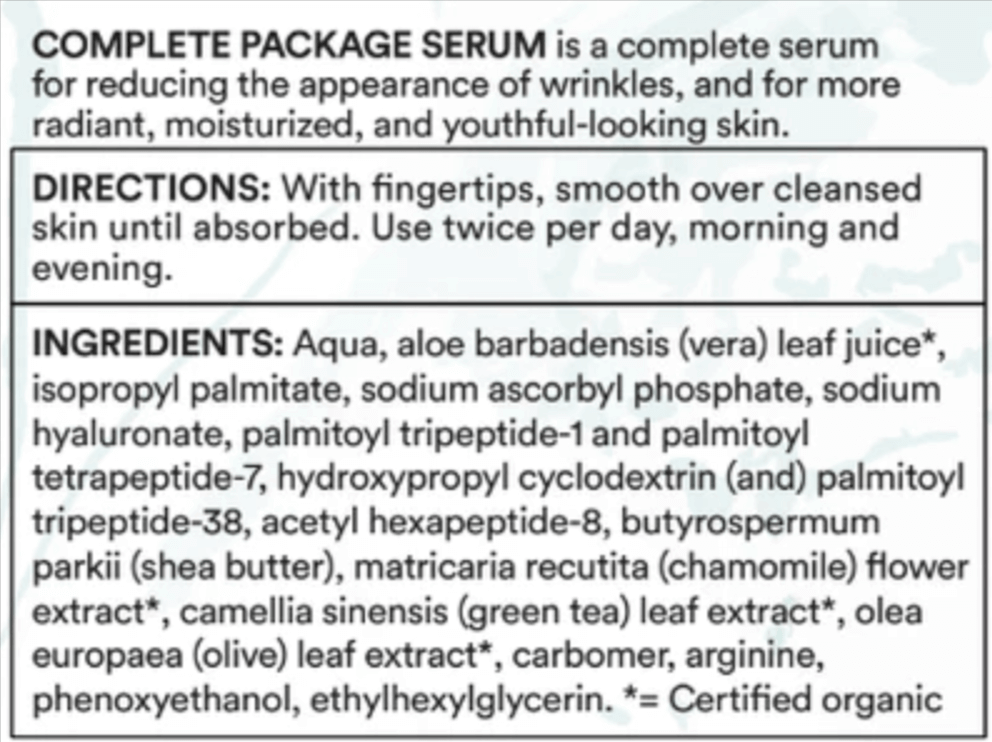 Complete Eye Serum Ingredients